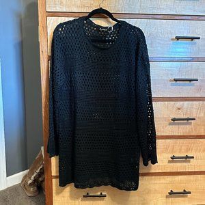 NWT Black Crochet Swim Cover Up/Beach Dress